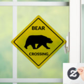 SlipperyJoe's Bärenkreuzschild trägt Silhouette w Fensteraufkleber (Zuhause)