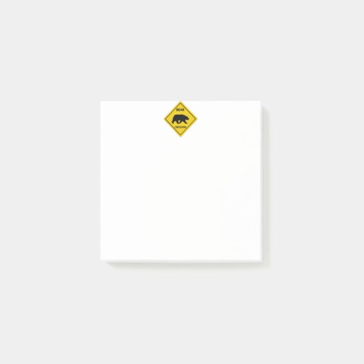 SlipperyJoe's Bärenkreuzschild trägt Silhouette w Post-it Klebezettel (Vorderseite)