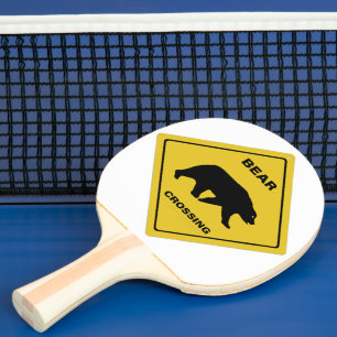 SlipperyJoe's Bärenkreuzschild trägt Silhouette w Tischtennis Schläger