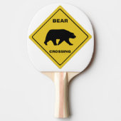 SlipperyJoe's Bärenkreuzschild trägt Silhouette w Tischtennis Schläger (Vorderseite)
