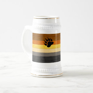 SlipperyJoe's Bärenpride-Fahne Holzbodenstruktur Bierglas