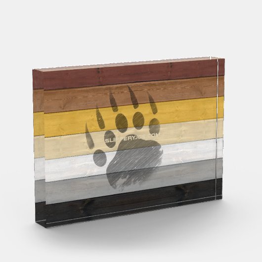 SlipperyJoe's Bärenpride-Fahne Holzbodenstruktur Fotoblock (Links)
