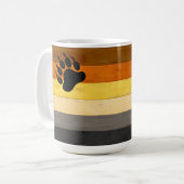 SlipperyJoe's Bärenpride-Fahne Holzbodenstruktur Kaffeetasse (Vorderseite Links)