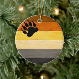 SlipperyJoe's Bärenpride-Fahne Holzbodenstruktur Keramik Ornament