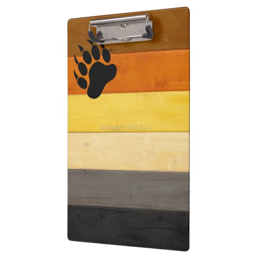 SlipperyJoe's Bärenpride-Fahne Holzbodenstruktur Klemmbrett (Links)