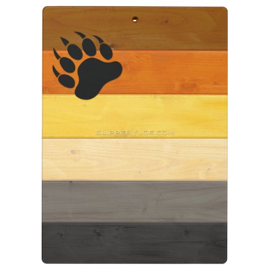 SlipperyJoe's Bärenpride-Fahne Holzbodenstruktur Klemmbrett (Rückseite)