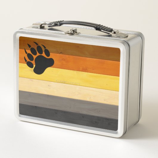 SlipperyJoe's Bärenpride-Fahne Holzbodenstruktur Metall Brotdose (Vorderseite)