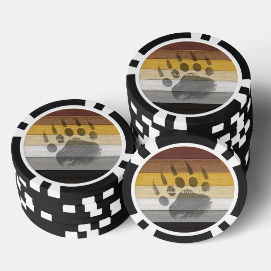 SlipperyJoe's Bärenpride-Fahne Holzbodenstruktur Pokerchips (Stapel)