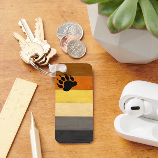 SlipperyJoe's Bärenpride-Fahne Holzbodenstruktur Schlüsselanhänger (Schreibtisch)