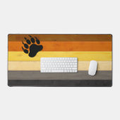 SlipperyJoe's Bärenpride-Fahne Holzbodenstruktur Schreibtischunterlage (Tastatur & Maus)