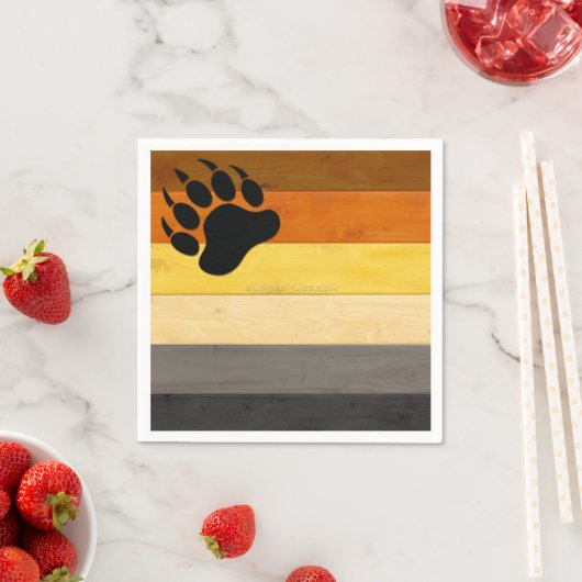 SlipperyJoe's Bärenpride-Fahne Holzbodenstruktur Serviette (Beispiel)