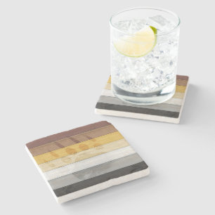 SlipperyJoe's Bärenpride-Fahne Holzbodenstruktur Steinuntersetzer