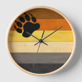 SlipperyJoe's Bärenpride-Fahne Holzbodenstruktur Uhr (Vorderseite)