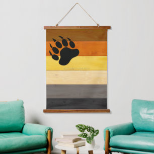SlipperyJoe's Bärenpride-Fahne Holzbodenstruktur Wandteppich Mit Holzrahmen