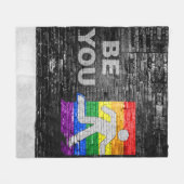 SlipperyJoe's Be You Backsteinwall Strichmännchen Fleecedecke (Vorderseite (Horizontal))