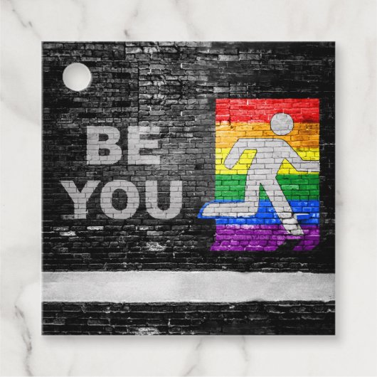 SlipperyJoe's Be You Backsteinwall Strichmännchen Geschenkanhänger (Vorderseite)