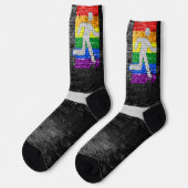 SlipperyJoe's Be You Backsteinwall Strichmännchen  Socken (Linkes Detail)