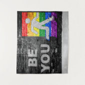 SlipperyJoe's Be You Backsteinwall Strichmännchen Wandteppich (Vorderseite)