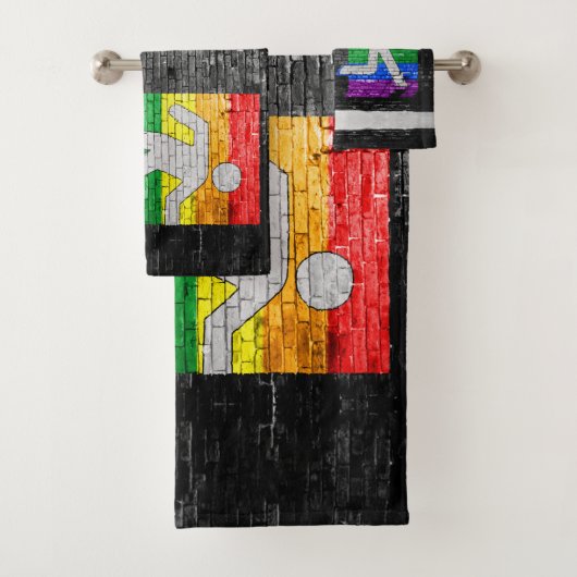 SlipperyJoe's Be You Black Backstein Wand Spazierf Badhandtuch Set (Insitu)