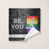 SlipperyJoe's Be You Black Backstein Wand Spazierf Badhandtuch Set (Waschlappen)