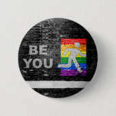 SlipperyJoe's Be You Black Backstein Wand Spazierf Button (Vorderseite)