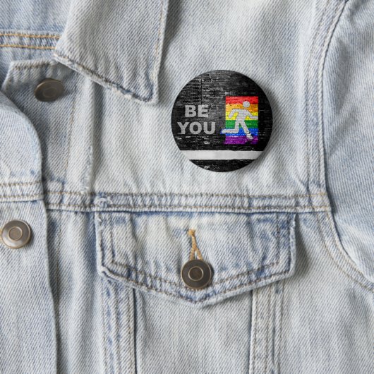 SlipperyJoe's Be You Black Backstein Wand Spazierf Button (Beispiel)