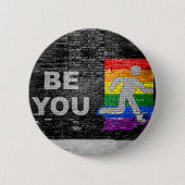 SlipperyJoe's Be You Black Backstein Wand Spazierf Button (Vorderseite)