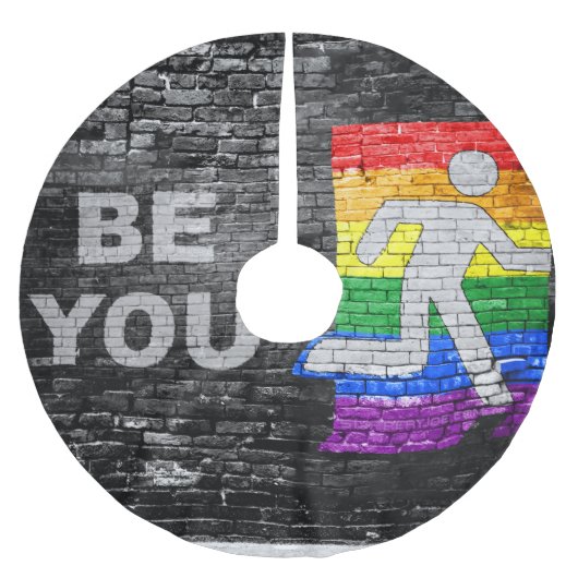 SlipperyJoe's Be You Black Backstein Wand Spazierf Polyester Weihnachtsbaumdecke (Vorderseite)