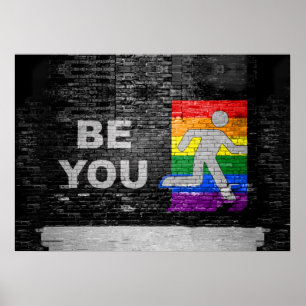 SlipperyJoe's Be You Black Backstein Wand Spazierf Poster