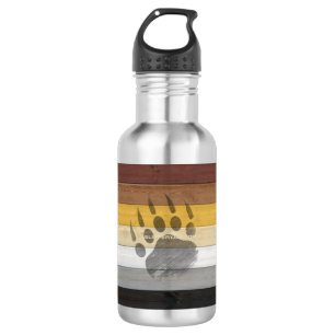 SlipperyJoe's Bear Pride Flag Holzboden Textur Edelstahlflasche