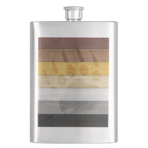 SlipperyJoe's Bear Pride Flag Holzboden Textur Flachmann