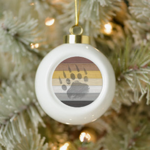 SlipperyJoe's Bear Pride Flag Holzboden Textur Keramik Kugel-Ornament