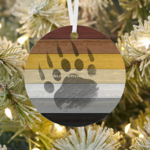 SlipperyJoe's Bear Pride Flag Holzboden Textur Ornament Aus Metall