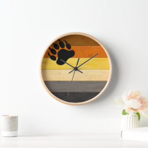 SlipperyJoe's Bear Pride Flag Holzboden Textur Uhr