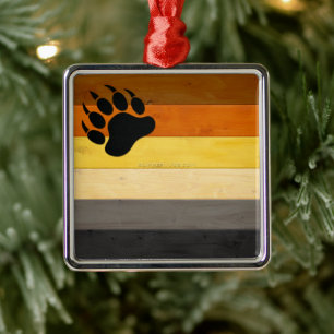 SlipperyJoe's Bear Pride flag wooden Brotherhood f Ornament Aus Metall