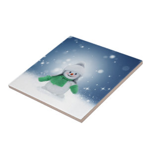 SlipperyJoe's bezaubernder Weihnachts-Schneemann-C Fliese