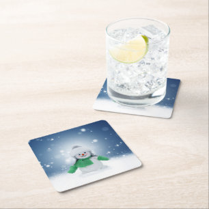 SlipperyJoe's bezaubernder Weihnachts-Schneemann-C Rechteckiger Pappuntersetzer