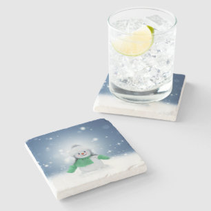 SlipperyJoe's bezaubernder Weihnachts-Schneemann-C Steinuntersetzer