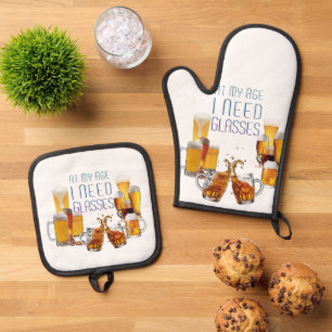 SlipperyJoe's Biergläser Pilsnergläser Steinkrüge Ofenhandschuh & Topflappen-Set