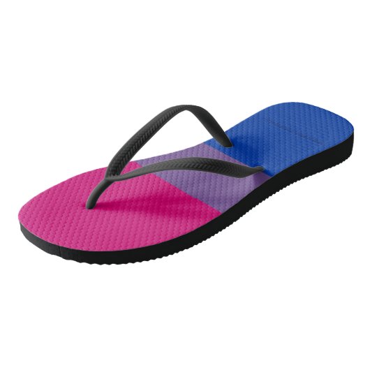 SlipperyJoe's Bisexual Pride Flag Lavendel-pink bl Badesandalen (Schrägansicht)