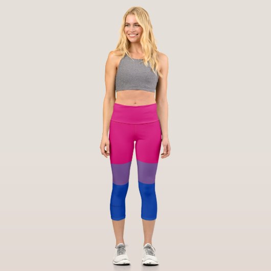 SlipperyJoe's Bisexual Pride Flag Lavendel-pink bl Capri Leggings (Vorderseite)