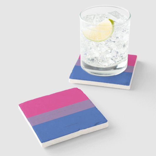 SlipperyJoe's Bisexual Pride Flag Lavendel-pink bl Steinuntersetzer (Seitenansicht)