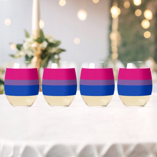 SlipperyJoe's Bisexual Pride Flag Lavendel-pink bl Weinglas Ohne Stiel (Insitu (Hochzeit))