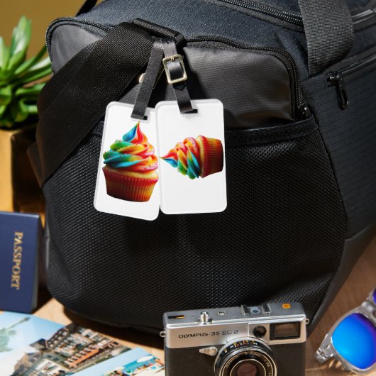 SlipperyJoe's blendender Regenbogenkuchen wirbelt Gepäckanhänger (Vorderseite & Rückseite)