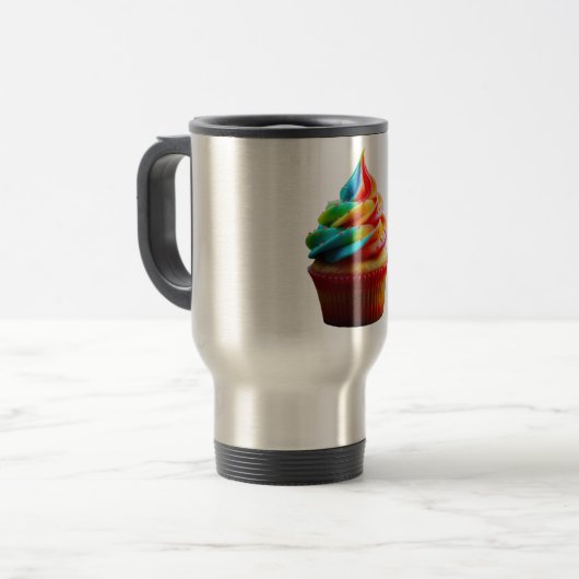 SlipperyJoe's blendender Regenbogenkuchen wirbelt  Reisebecher (Vorderseite Links)