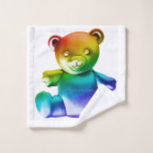 SlipperyJoe's brushed Metal Teddy Bär Regenbogensc Badhandtuch Set (Waschlappen)