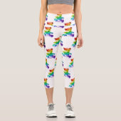 SlipperyJoe's brushed Metal Teddy Bär Regenbogensc Capri Leggings (Vorderseite)