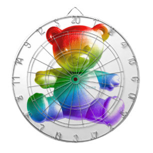 SlipperyJoe's brushed Metal Teddy Bär Regenbogensc Dartscheibe