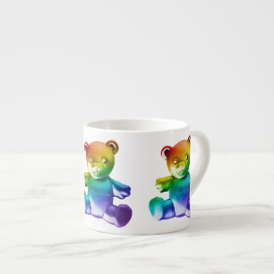 SlipperyJoe's brushed Metal Teddy Bär Regenbogensc Espressotasse