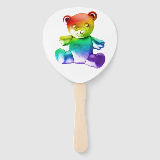 SlipperyJoe's brushed Metal Teddy Bär Regenbogensc Fächer (Vorderseite)